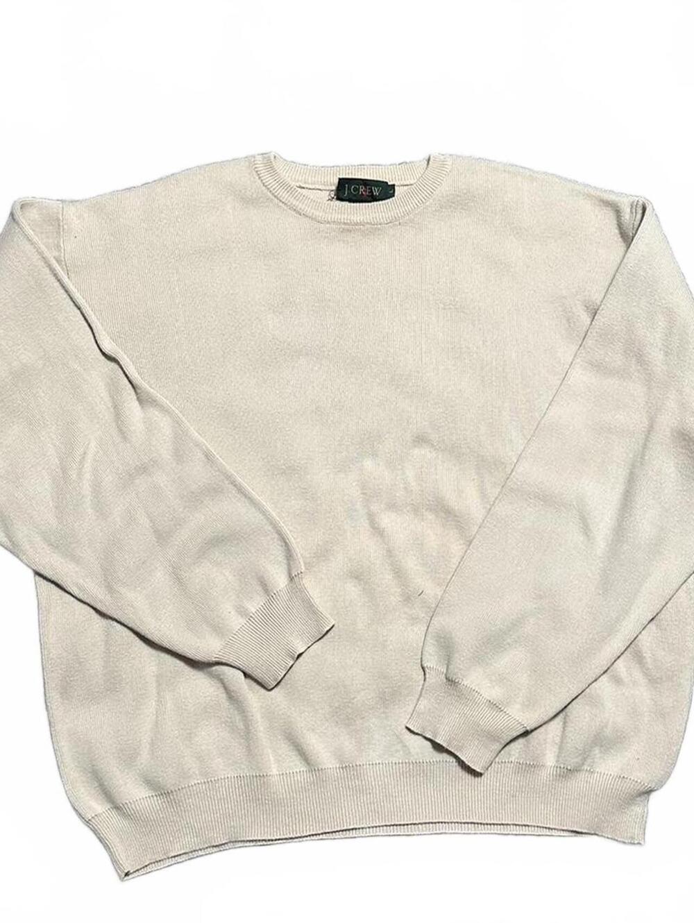 Vintage 90s J. Crew Tan Cream Cotton Crew Neck Size L